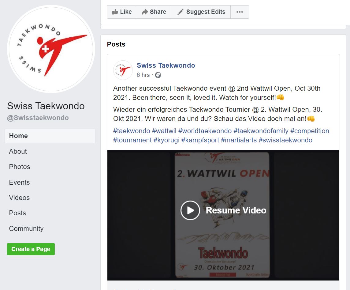 Swiss Taekwondo Facebook